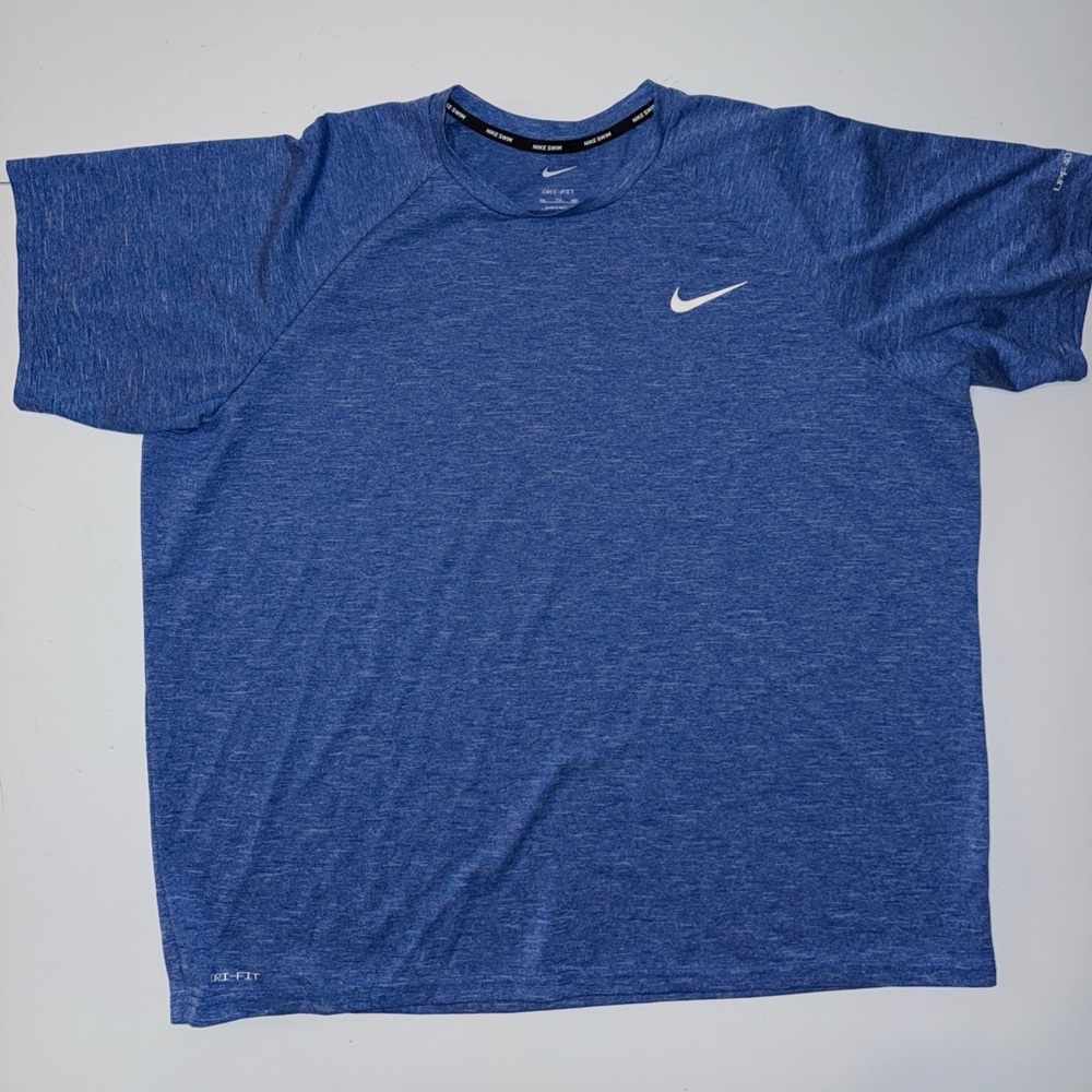 NIKE Mens XXL Dri Fit Swim Short Sleeve T-Shirt Blue